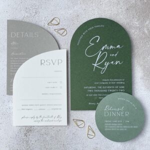forest green arch invitation