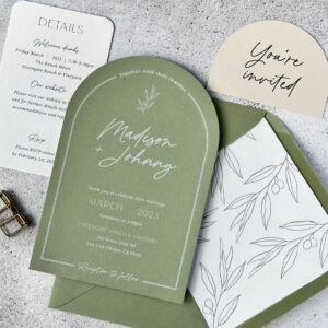 olive leaf wedding invitations