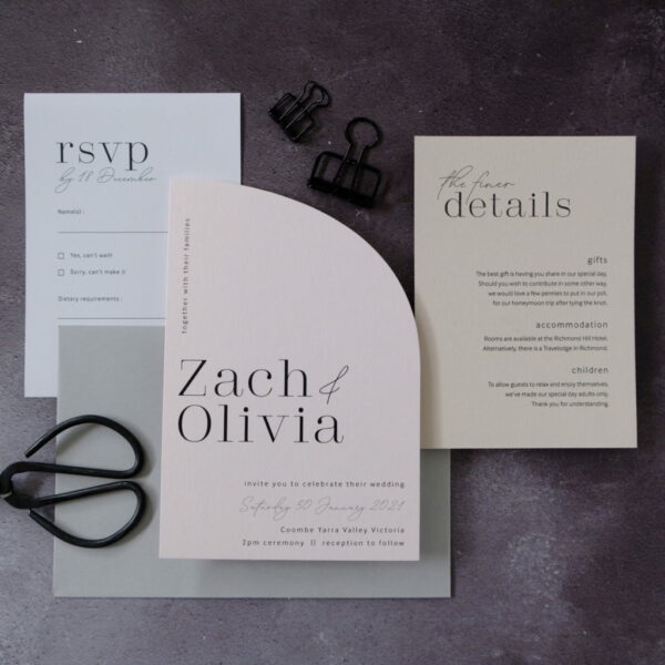 half arch wedding invitations