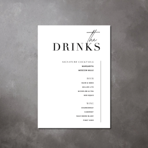 drinks menu wedding