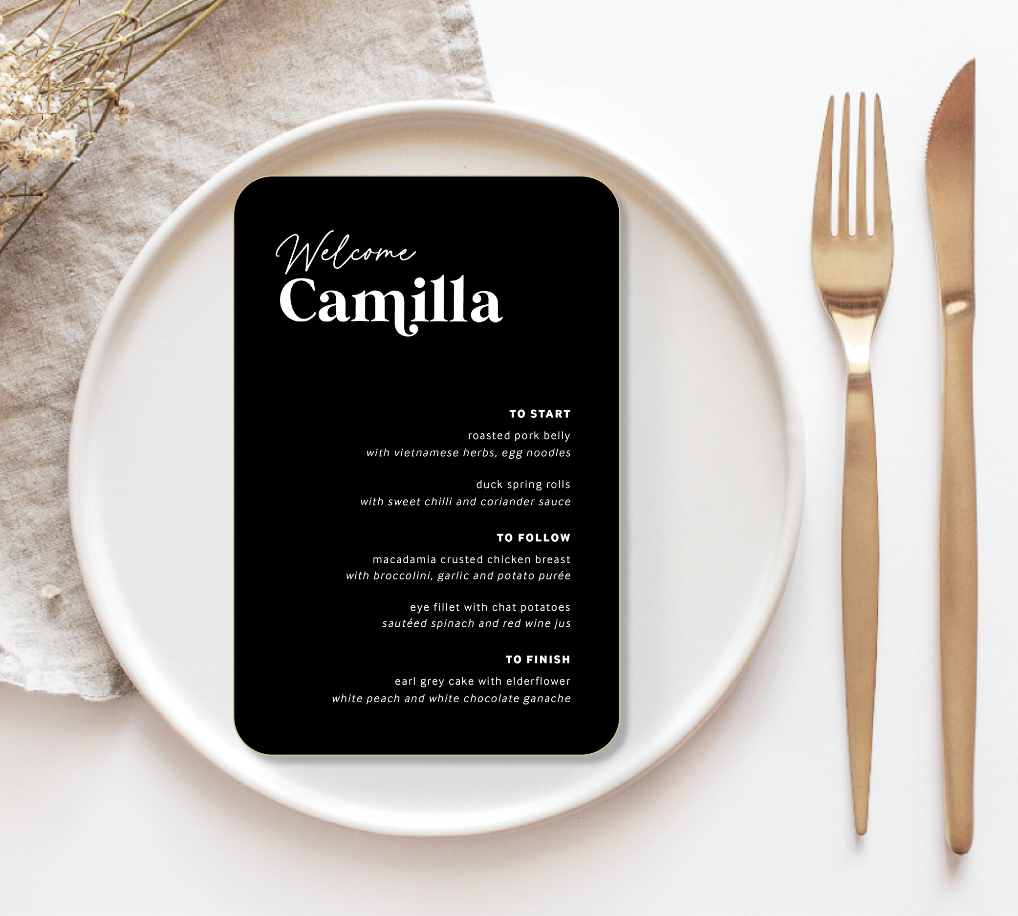 wedding menu card