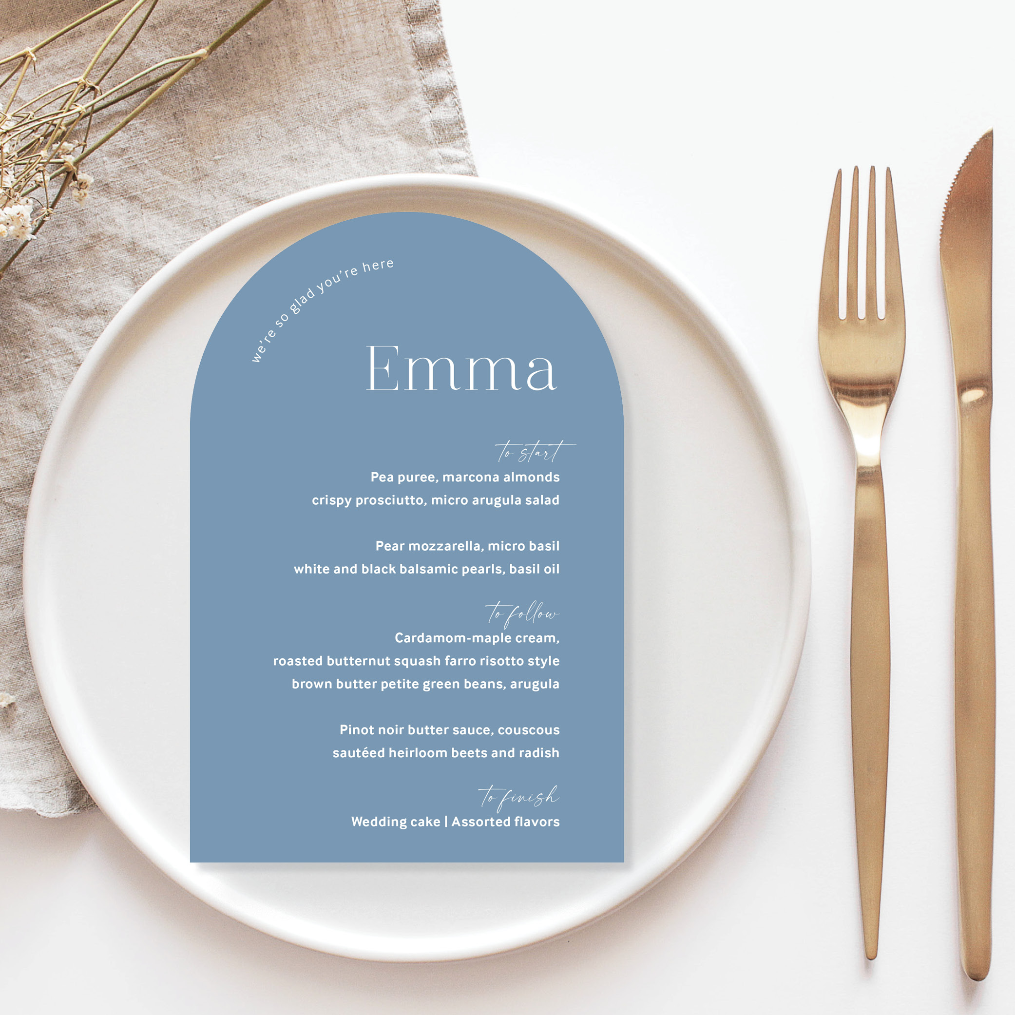 Emma menu mock up