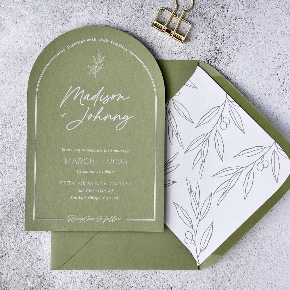 green wedding invitations
