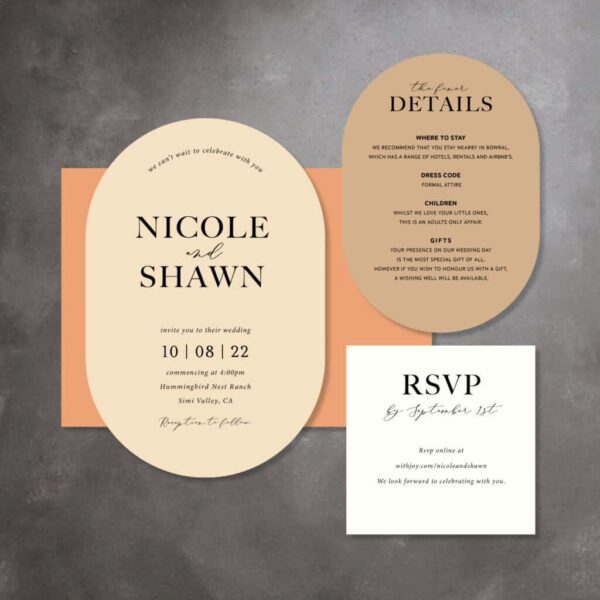 oval wedding invites