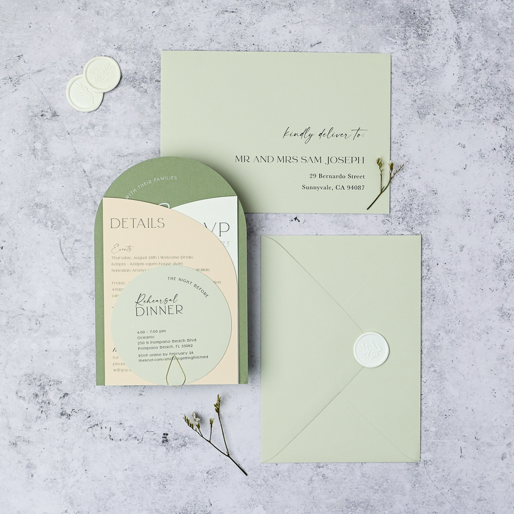 stacked wedding invitations