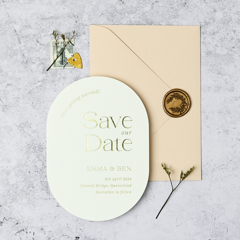 Save the Date Wedding Card Ivory Cardstock Rose Gold, Silver Foil, Gold  Foil A6 