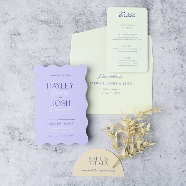 wavy wedding invitations