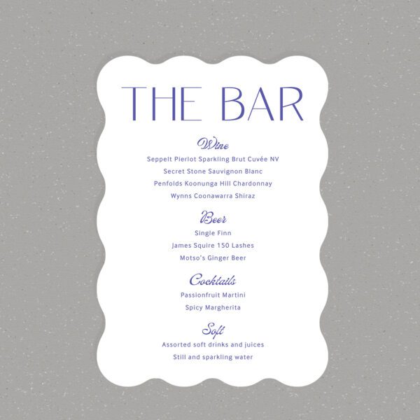 wedding bar menu