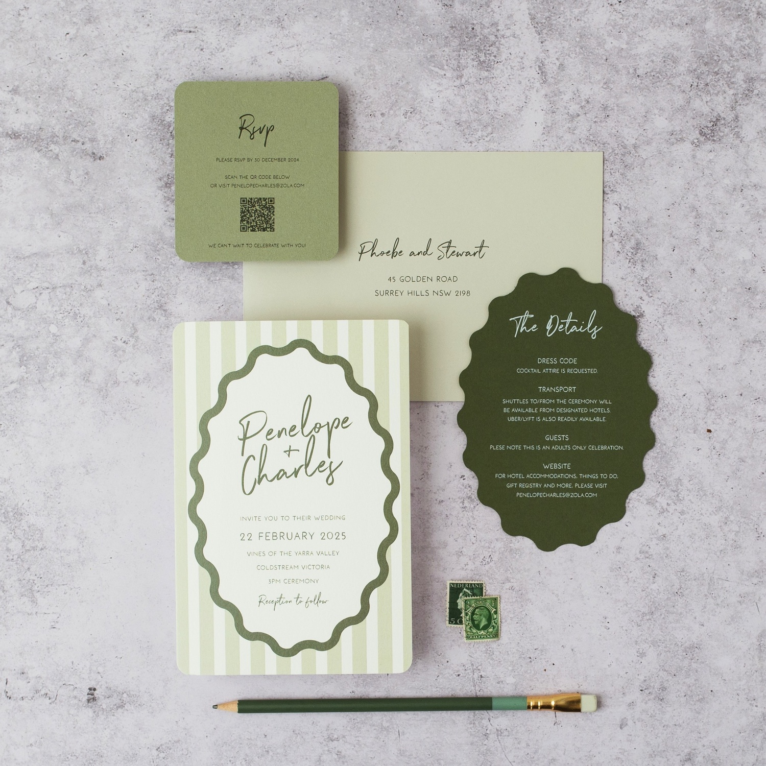 striped wedding invitations