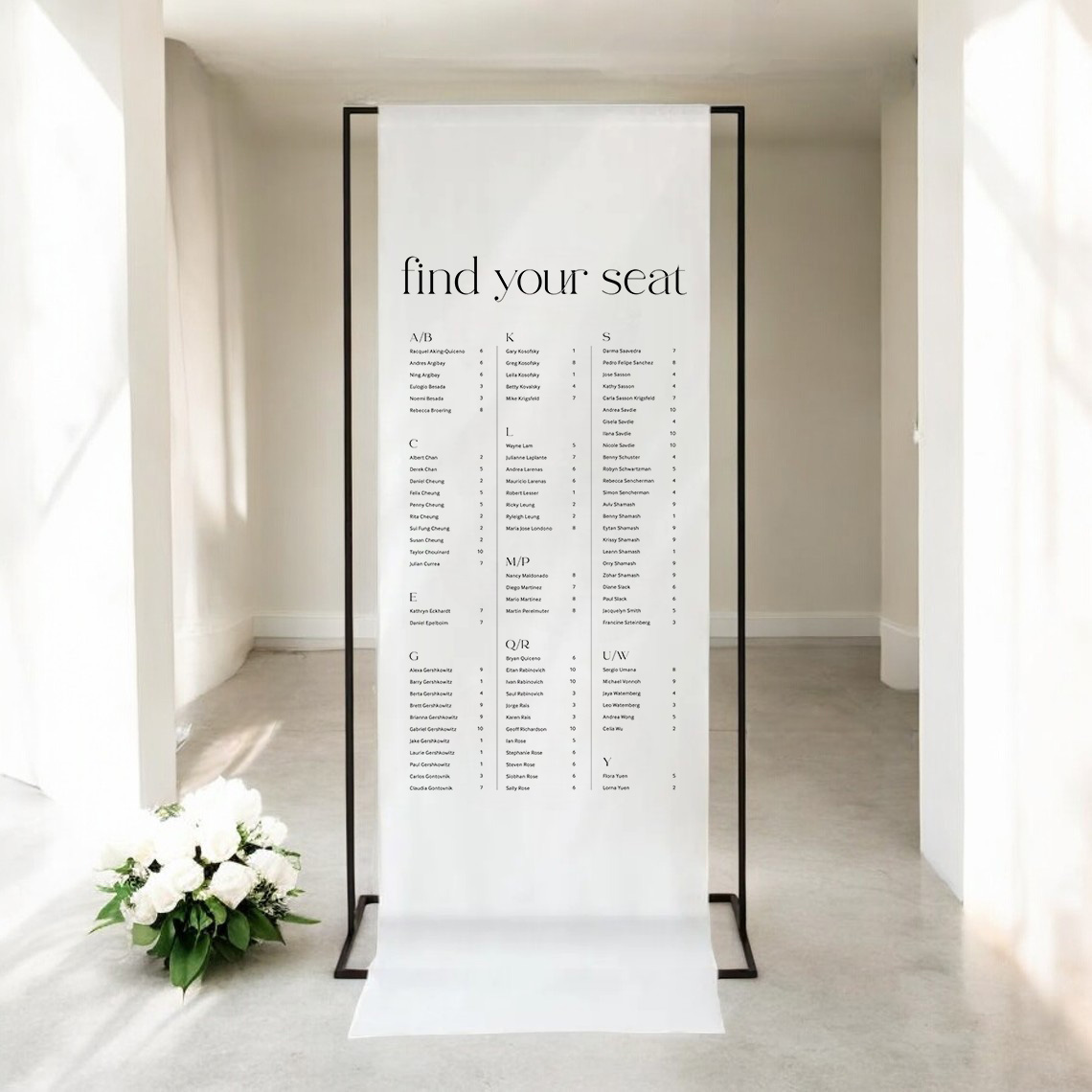 fabric seating chart